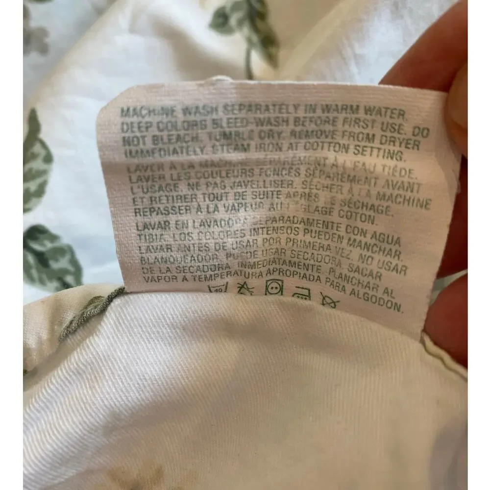Vintage Waverly Flat Sheet Sage Hydrangea King Ruffles Eyelet 100% Cotton USA